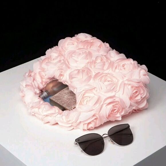 Elegant Pink Floral Handbag - Picture 2 of 8